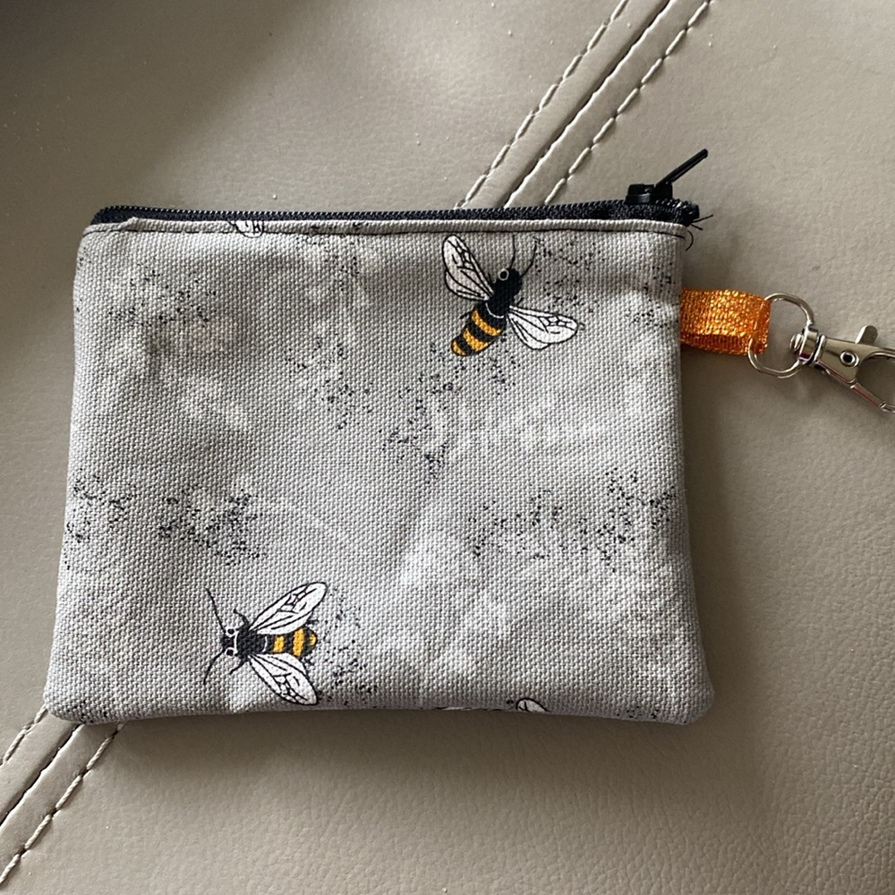Bee Patterned Zipper Coin Accessory Pouch - image 2